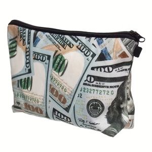 Womens NEW Green Money Print Cosmetic Bag/Tarot Clutch/Mini Purse, OS